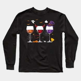 Womens Glasses Of Wine Halloween Costume Funny T Shirt Wine Lover Long Sleeve T-Shirt